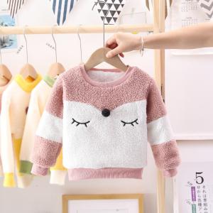 Buy cheap Girls Lamb Cartoon Red And White Velvet Sweaters With Foxes On Them from wholesalers