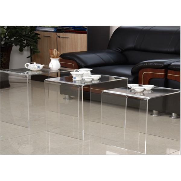 Modern Design Acrylic Tea Table , Transparency Plexiglass Display Case Three Set
