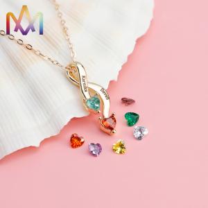 Buy cheap Engravable Stainless Steel Necklace With Birthstone Inlayed Pendant from wholesalers