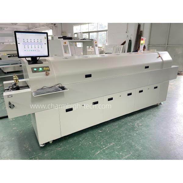 Quality CHM-PC6635 Rail + PC Control Lead-free Reflow Oven 2200*350mm 6 temp Zones Soldering Machine for sale