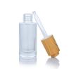 Buy cheap 30ml Transparent Rectangle Frosted Glass Bottle With Bamboo Lid For Empty Dropper Bottle from wholesalers