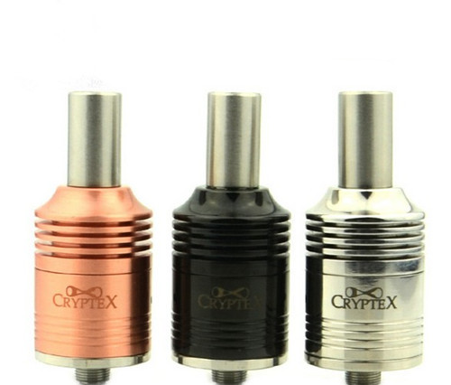 Quality cryptex rda atomizer with ss/copper/black air holes rebuildable support one/dual coils for sale