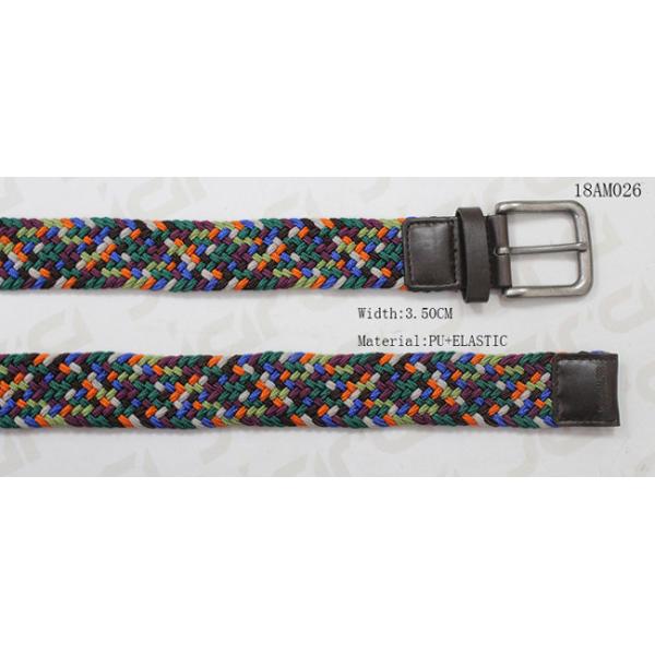 Quality Assorted Colors Mens Stretch Belts With PU Part / Old Silver Buckle 3.5cm Width for sale