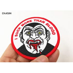 Buy cheap Custom Devil Logo Round Merrow border Clothing Embroidery Patches from wholesalers