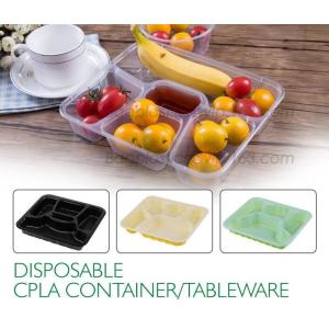Buy cheap Disposable corn starch plates biodegradable corn starch food container, Disposable PLA Serving Divided Lunch Tray from wholesalers