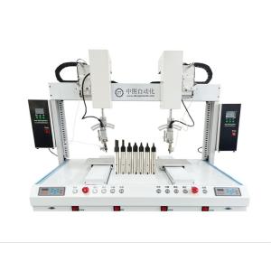 Buy cheap Air Source 0.4-0.6MPA Double Heads Double Stations Automatic Tin Soldering Robots with PLC Control System from wholesalers