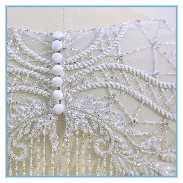 Lady short elegant style wedding embroidery beading top lady blouse & top for sale