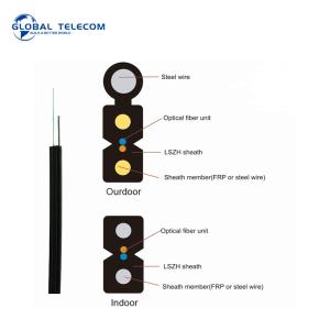 Buy cheap OEM Drop Wire Fiber Optic 2 Core Ftth Indoor Cable FRP KFRP Steel Strength Member from wholesalers