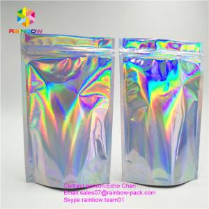 Reusable stand up holographic foil bag without printing for cosmetic or salts