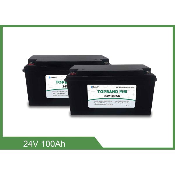 Quality Deep Cycle Bluetooth Rechargeable Battery , Lithium Phosphate Battery 24V 100Ah for sale