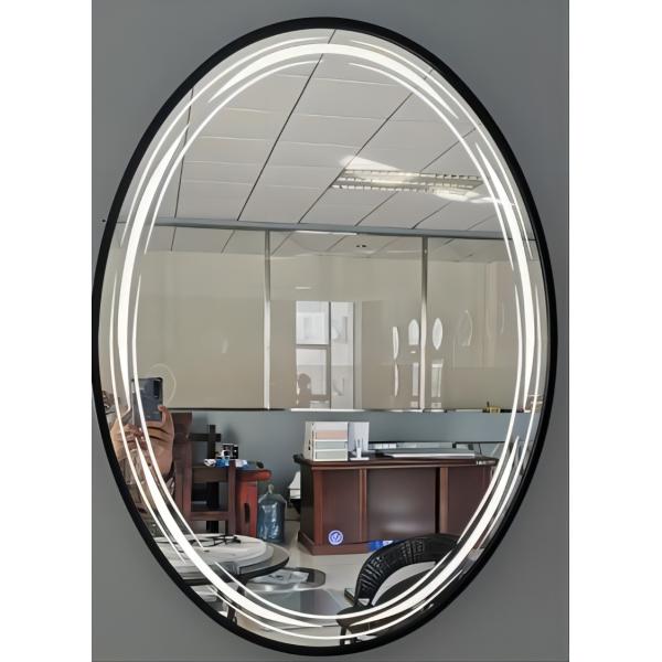 Quality Aluminum Frame Oval Illuminated Bathroom Mirror 500*700MM for sale