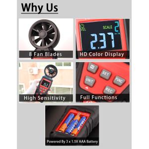 9999 CFM Handheld Digital Anemometer , HT625B Wind Meter Anemometer