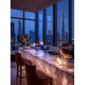 Elegant Modern Design Reception Desk Luxurious Stone-Finished Hotel Lobby Front