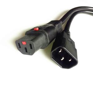 Buy cheap C13 To C14 3pin black extension power cord with lock 0.5m-10m or OEM copper power extension cable from wholesalers