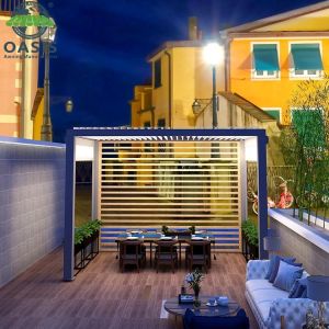 Buy cheap Motorized Aluminum Louvered Pergola with Rain Wind Sensor and Customized Colors for All-Season Outdoor Use from wholesalers