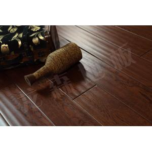 Buy cheap handscraped white oak engineered wood flooring with brown stained from wholesalers