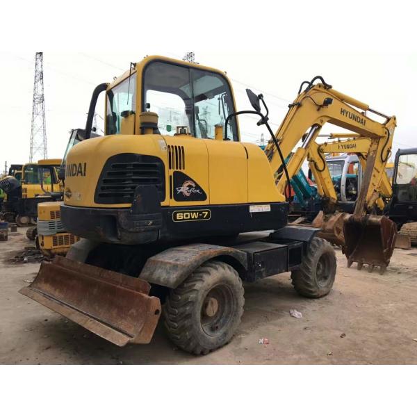 Hyundai R60W-7 Used Mini Excavator Machine , Second Hand Wheel Excavators For