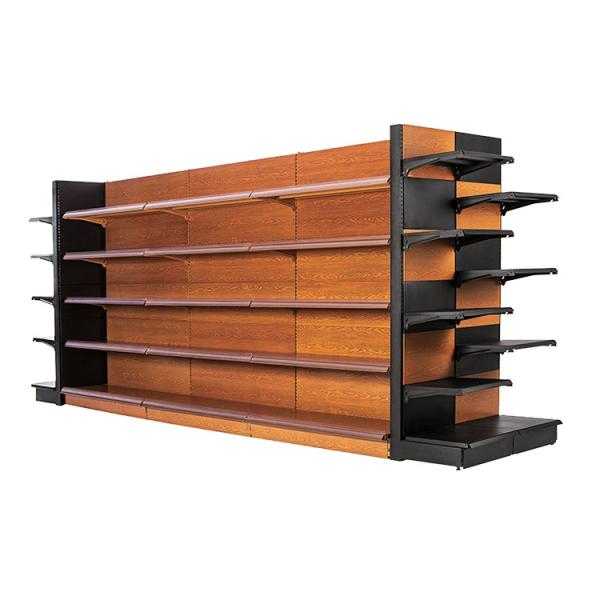 Quality 500mm 1.8M Gondola Shelving With Slatwall Backings Anchen Type Grocery Storage Racks 80kg for sale