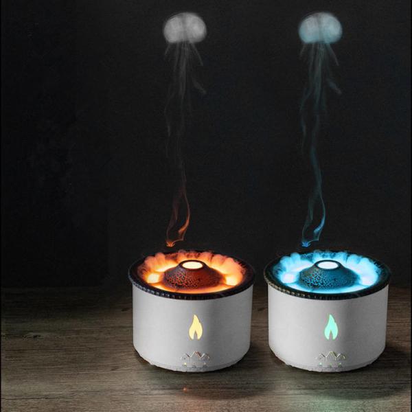 New Upgrade Simulation Blue Flame Volcano Aromatherapy Diffuser 360ml Jellyfish