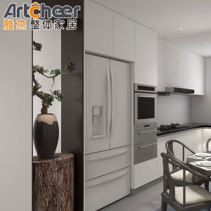 Durable Prefabricated Solid Wood Shaker Style Kitchen Cabinets With Radius