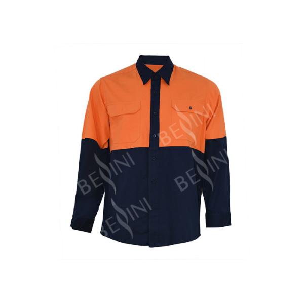 Quality Unisex Breathable Uniform Custom Work Shirts With Chest Pockets Fashion Design for sale