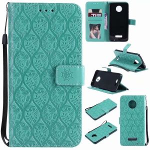 Moto Z Force Leather Protective Case with Flower Embossed Pattern