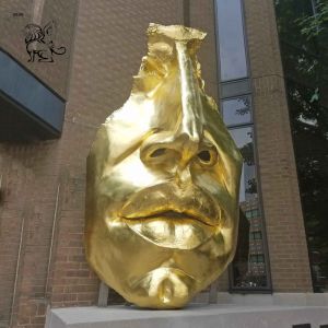 Large Bronze Face Sculpture Abstract Garden Modern Art Metal Statues Decoration