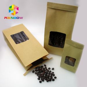 Buy cheap Custom Printed Foil Lined Kraft Paper Stand Up Pouch Bag With Clear Window For Coffee Bean from wholesalers