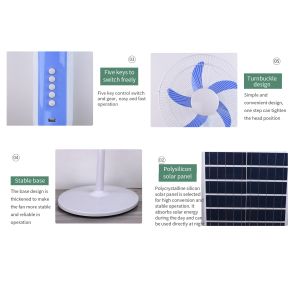 15W Home Battery Operated Fans Rechargeable Standing Fan