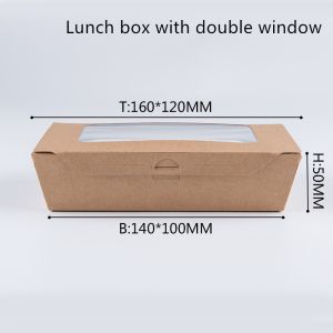 Buy cheap 1200ml 337 380 400gsm Kraft Paper Lunch Box With PET Window from wholesalers