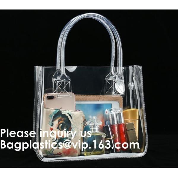 Quality Thick Clear PVC Handbag With Tube Handles,Cosmetic/ Makeup/ Toiletry Clear PVC Travel Wash Bag with handle, Bagease for sale