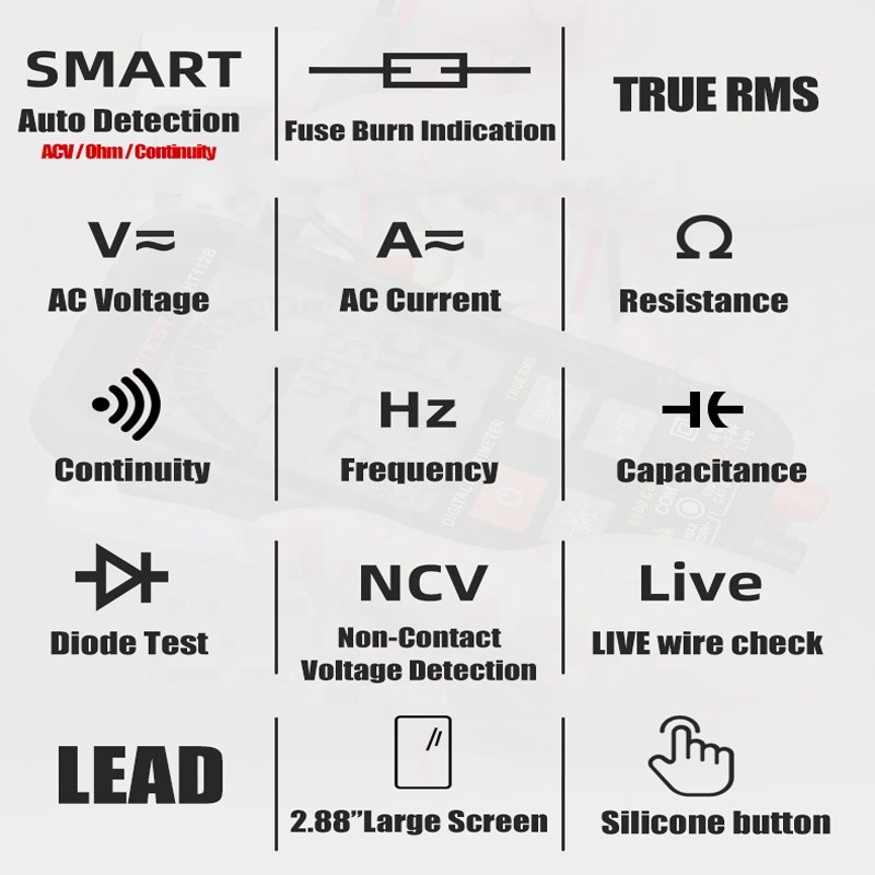 6000uA Handheld Digital Multimeter , 6V Smart Digital Multimeter