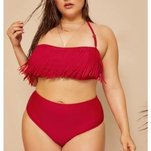 Buy cheap 2019 New Plus Size Two piece Tassel High Waist  Swimsuit Women Push up from wholesalers