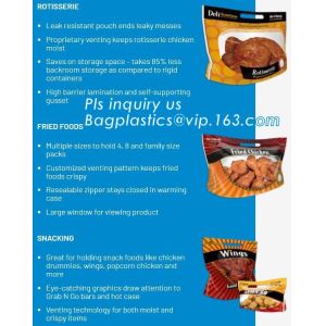 Buy cheap chicken plastic bags for hot roast chicken packaging,with handle and zipper,anti-fogging, Turkey chicken roasted plastic from wholesalers