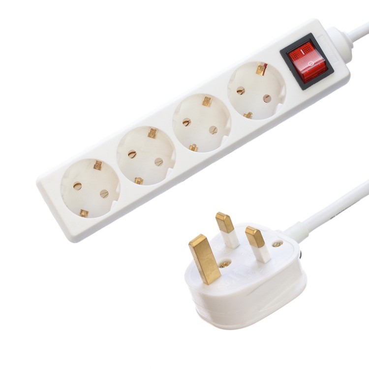 Buy cheap EU Standard Power Strip with 4 Outlets Surge Protect Switch USB A Output Ports H05VV-F 3x1.25MM2 Cable and UK 3 Pin Plug product