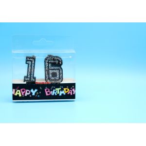 Buy cheap Handmade Glitter Black Birthday Candles With Silver Laser Paillette Customized product