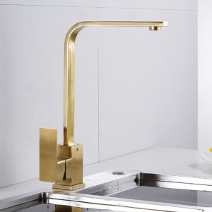 Stainless Steel Kitchen Sink Mixer Faucet Square Handle Modern Kitchen Faucet