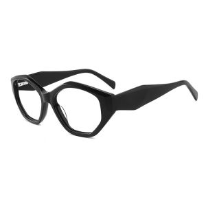 Black Irregular Acetate Frame Glasses Optical Transparent Lens