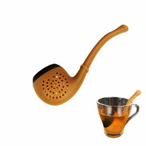 Buy cheap 2018 New Promotional Gift Fancy Funny Unique Silicone Tobacco Pipe Shape Green Coffee Tea Bag Tea Infuser from wholesalers