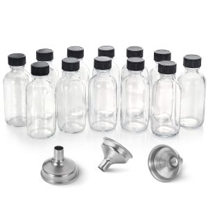 Buy cheap Small Clear Glass Bottles With Lids Boston Sample Bottles for Potion, Juice, Wellness, Ginger Shots, Whiskey, Liquids from wholesalers