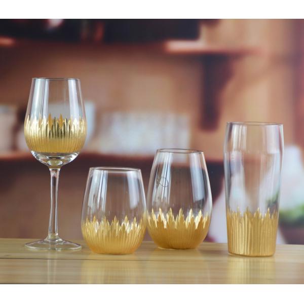 450ml Gold Cutted Honeycomb Stemless Crystal Wine Glass