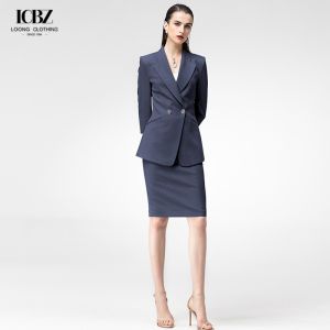 Customized Women's Suit Two-piece Set with Single Button Closure and Polyester