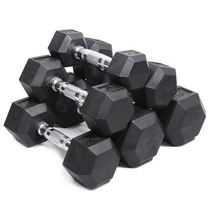 15kg Unisex Hexagon Rubber Dumbbells Non Toxic Customized