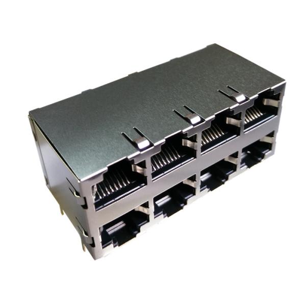 Buy cheap DA4T103A3 / DA4T103A4 Stacked Rj45 2x4 Integrated Gigabit Ethernet Modular Jack from wholesalers