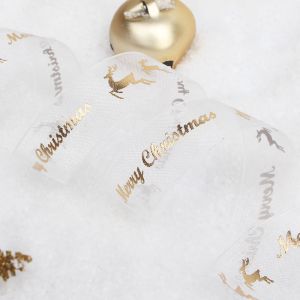 Buy cheap High quality Christmas star printing for gift packing Transparent organza printed ribbon from wholesalers