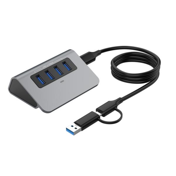 Buy cheap 4 Port USB Data Hub 3.0 Multi USB Port Expander Aluminum Apple Grey from wholesalers
