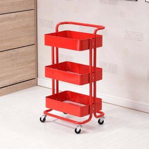 Snacks Carts Supermarket Accessories 3 Tier Rolling Utility Cart Coffee Bar