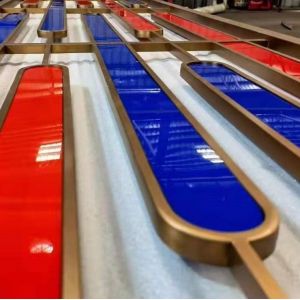 Buy cheap Metal frame aluminum stained colour glass acrylic room divider panel from wholesalers