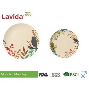 Buy cheap Popular Design Print Eco Bamboo Plates 8 Inch Acidproof With Unique Rustic Texture from wholesalers