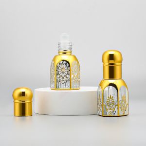Buy cheap Beauty Packaging Mini Glass Roll On Bottles 12ml For Perfume Packaging Golden Glittering from wholesalers
